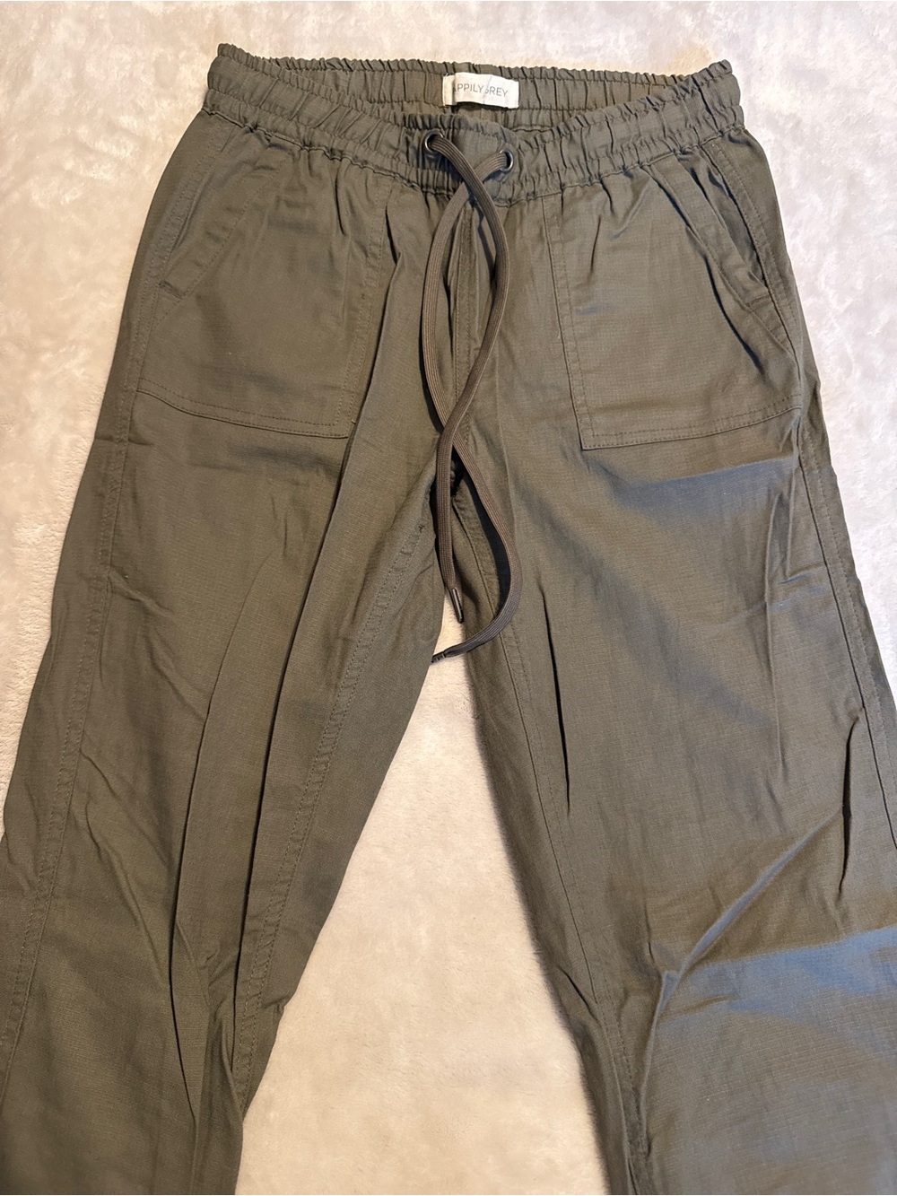 Olive Green Drawstring Utility Joggers - Women's